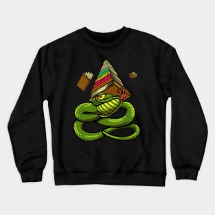 Cartoon snake with pile of books - bookworm Crewneck Sweatshirt